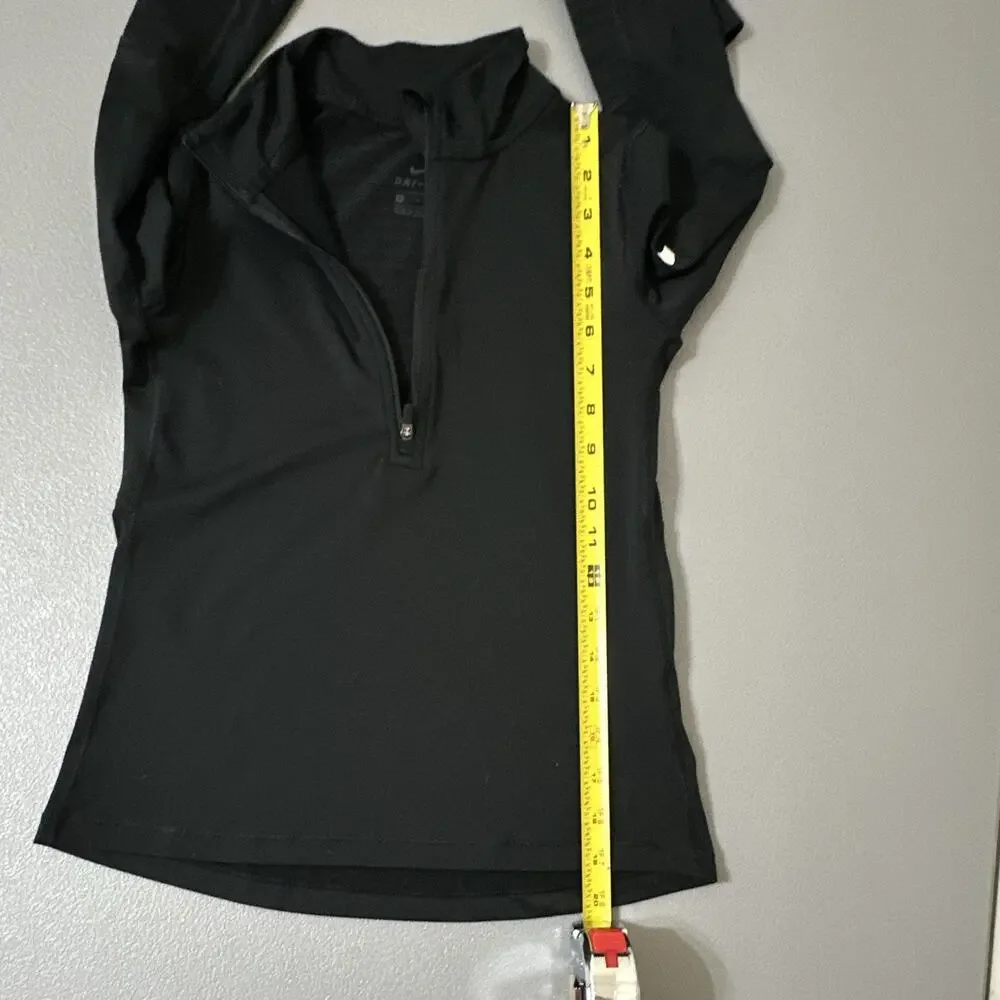 Nike Dri-FIT Womens Activewear 1/2 Zip Mock Neck Long Sleeve Black M